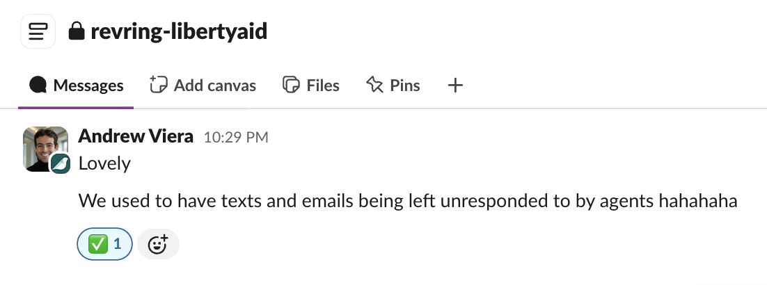 Andrew Víera verbatim quote in Slack