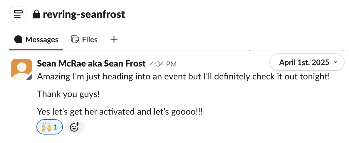 Sean McRae verbatim quote in Slack