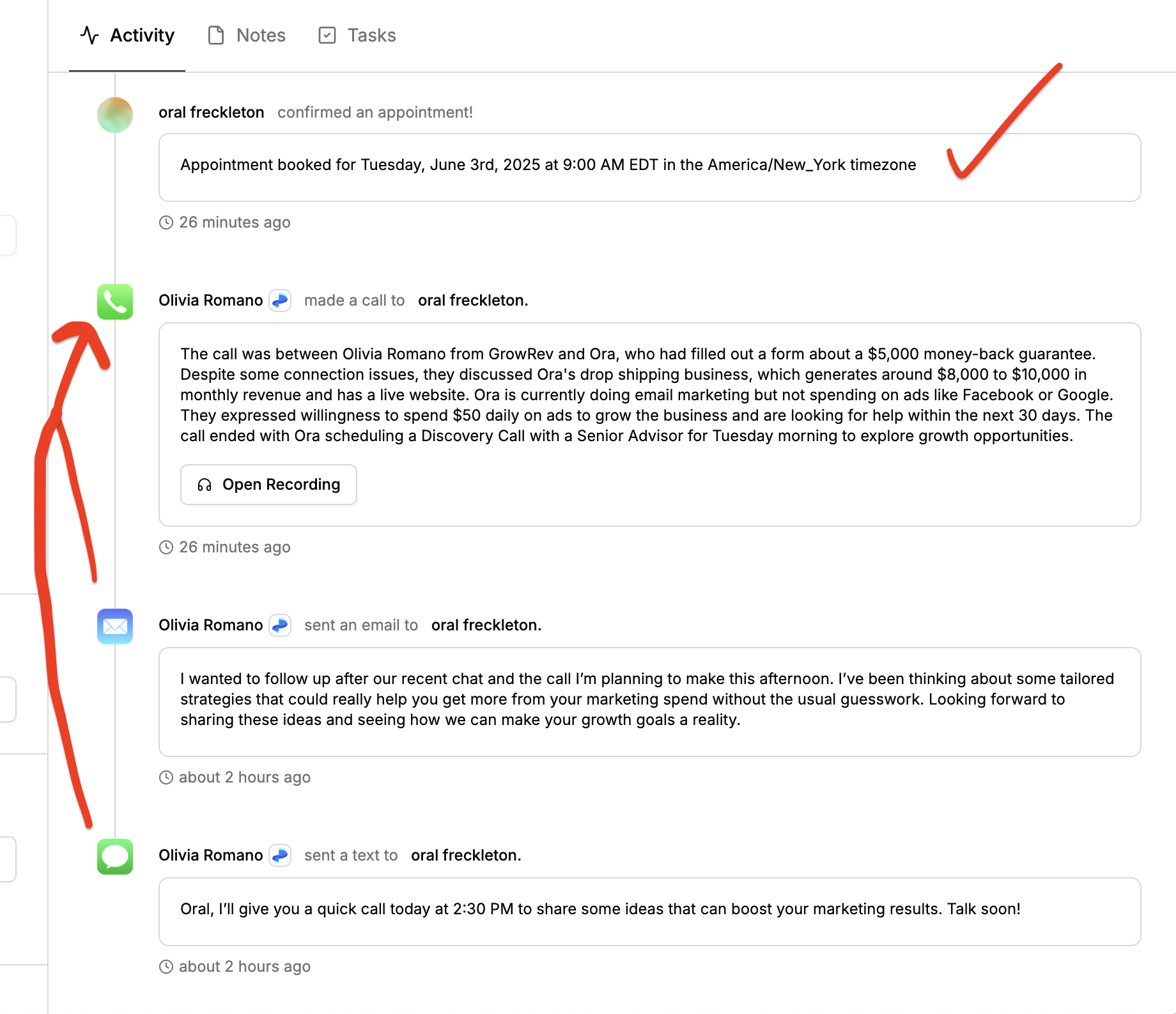 GrowRev — omnichannel booking from AI + SMS