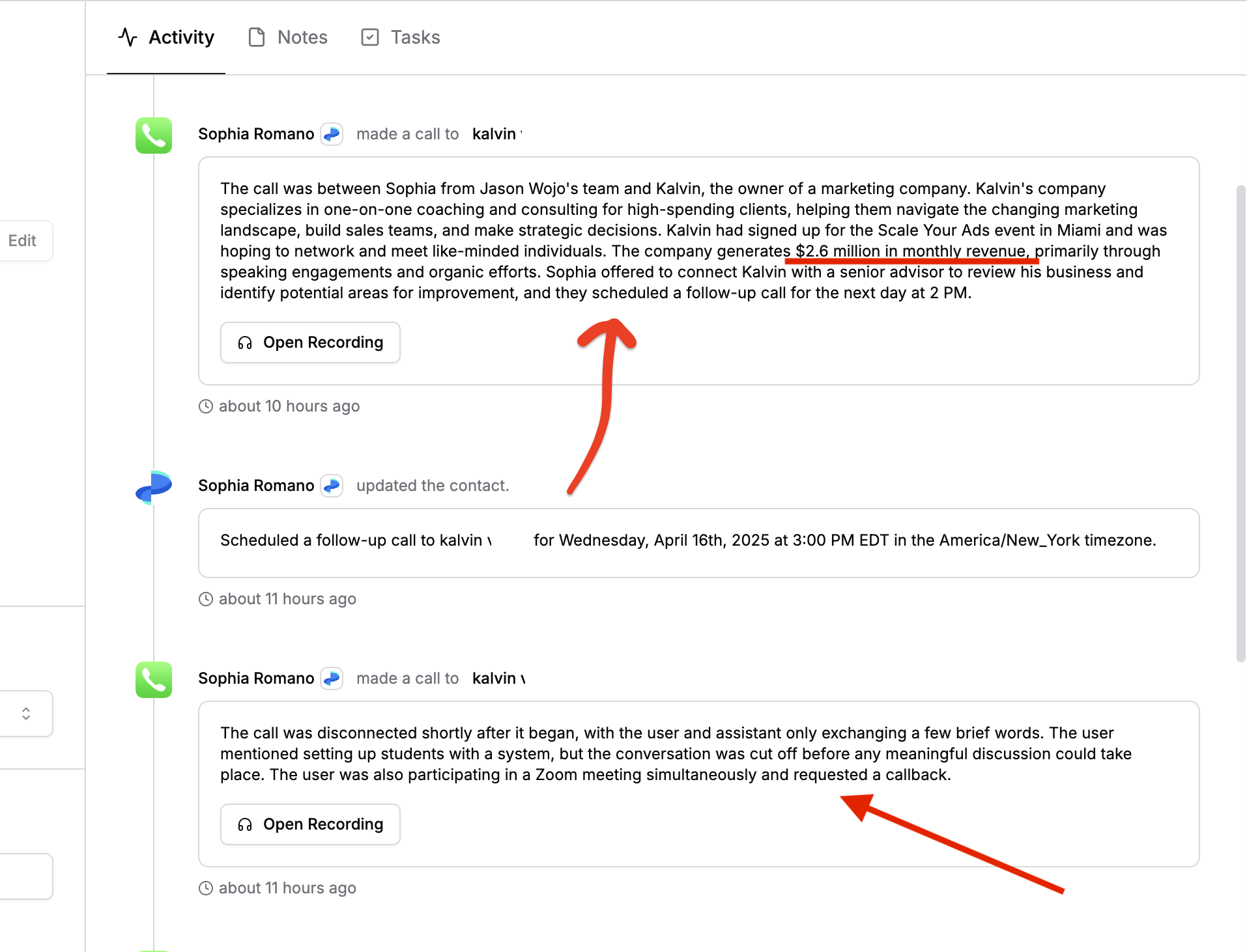 Kalvin — booked from automated AI follow-up call sequence